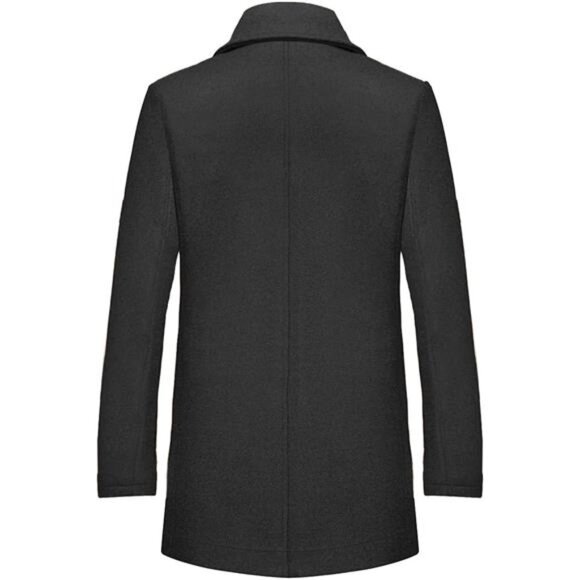 Mens WoolBlend Coat Winter Trench Coat with Detachable SoftScarf Single Breasted - Picture 2 of 8